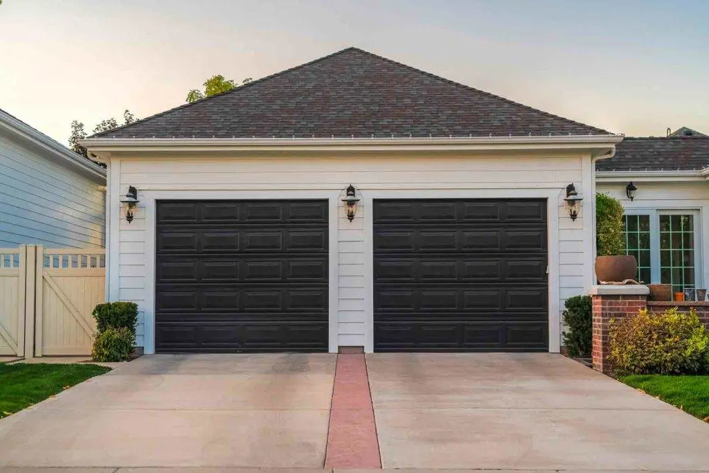 Freshly painted garage door