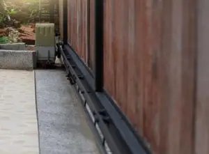 Electric gate tracks close-up shot - eelctric gate service cost