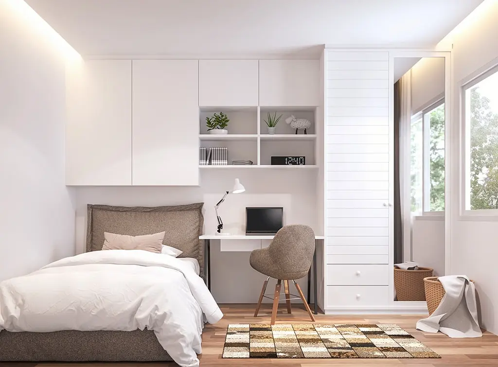 AI-generated concept of bedroom storage solutions