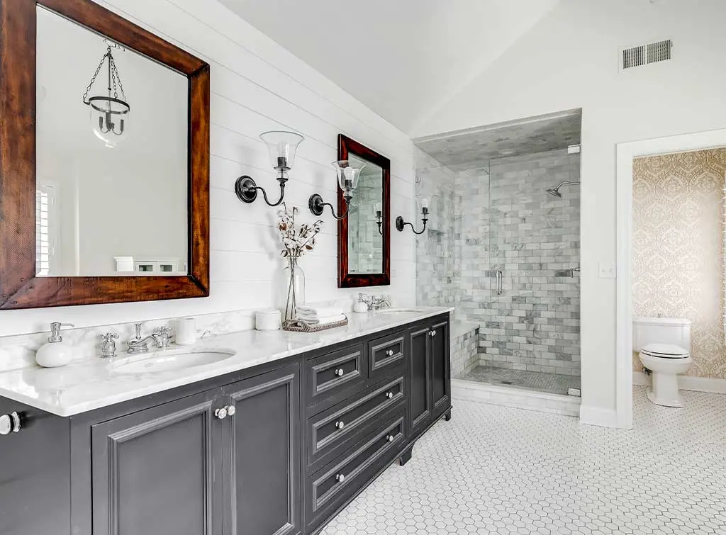 Grey bathroom vanity unit