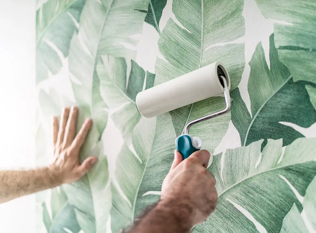 rolling over botanical leaf wallpaper design
