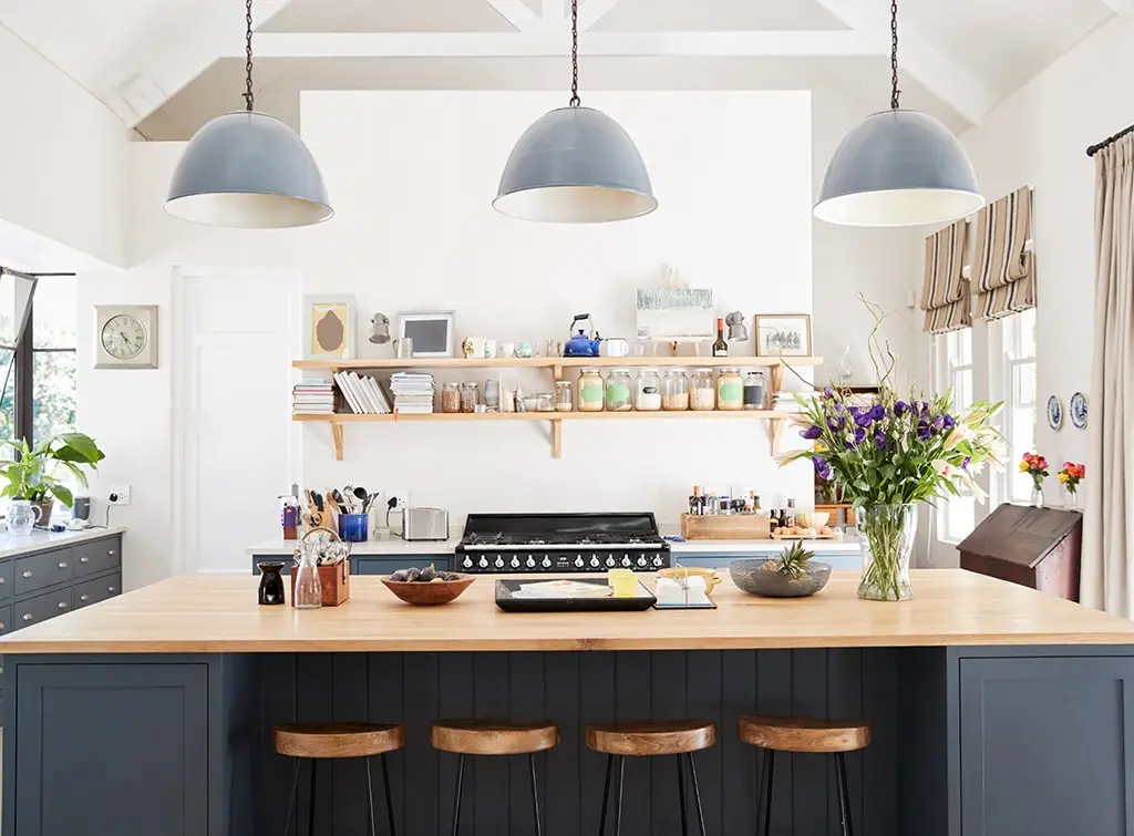 seating alcove and storage in a kitchen island