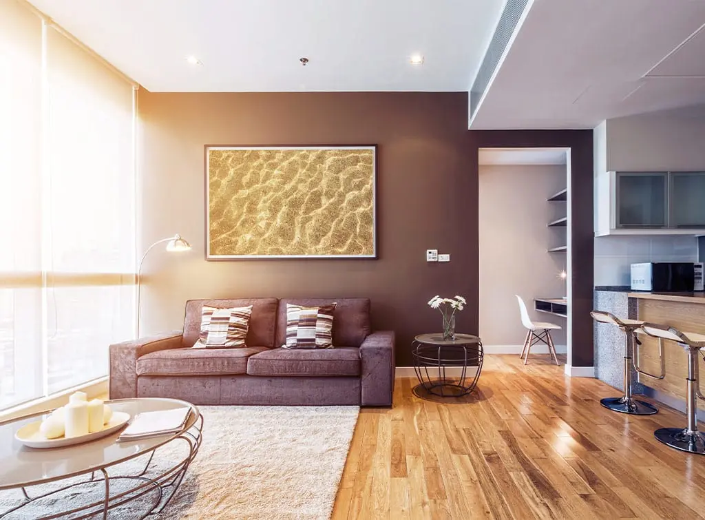 feature wall brown living room ideas