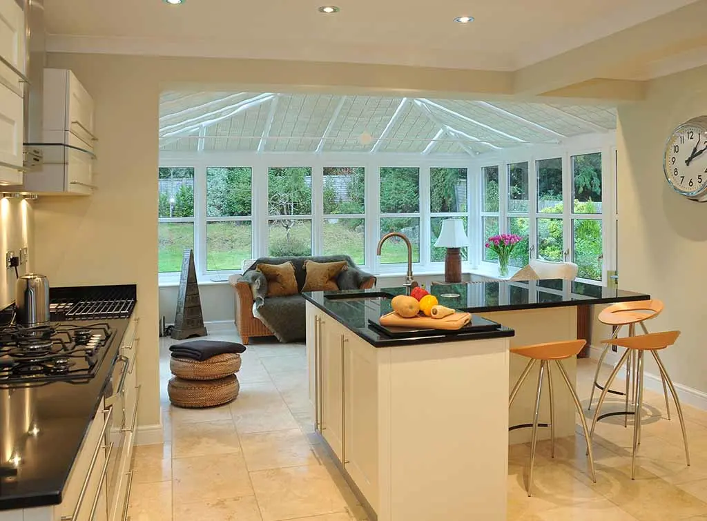 open plan kitchen conservatory