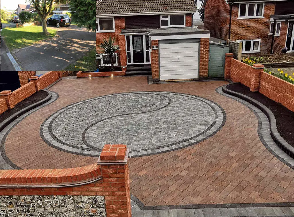 Creative driveway design using block paving
