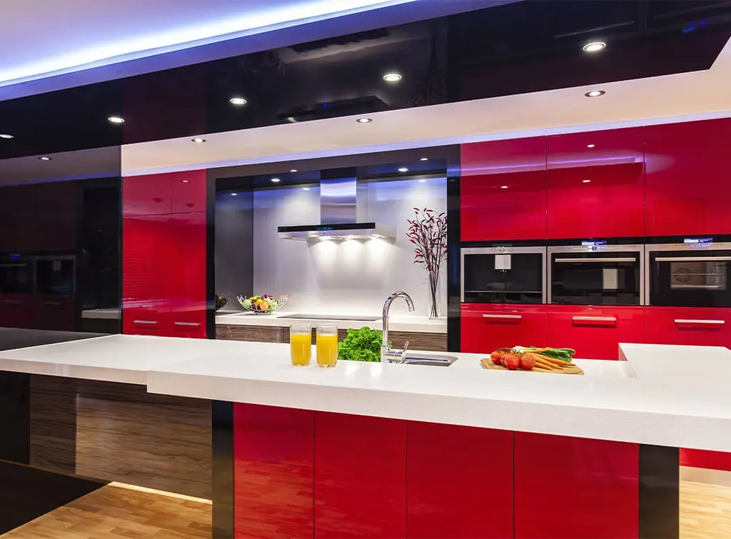 red and black kitchen