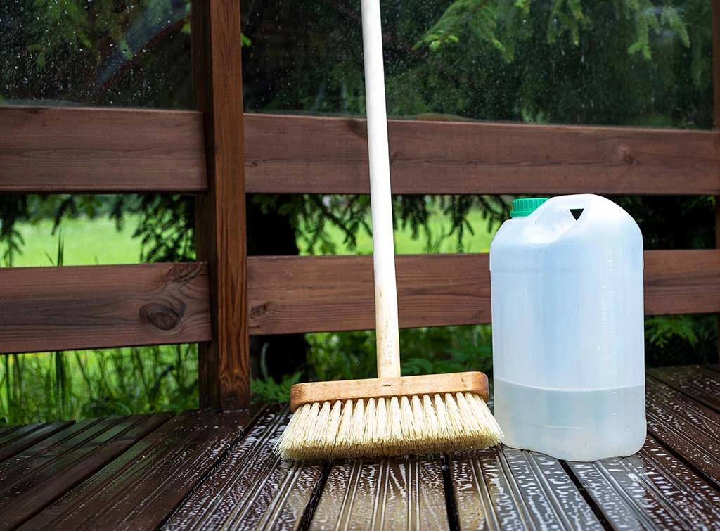how to clean wooden decking