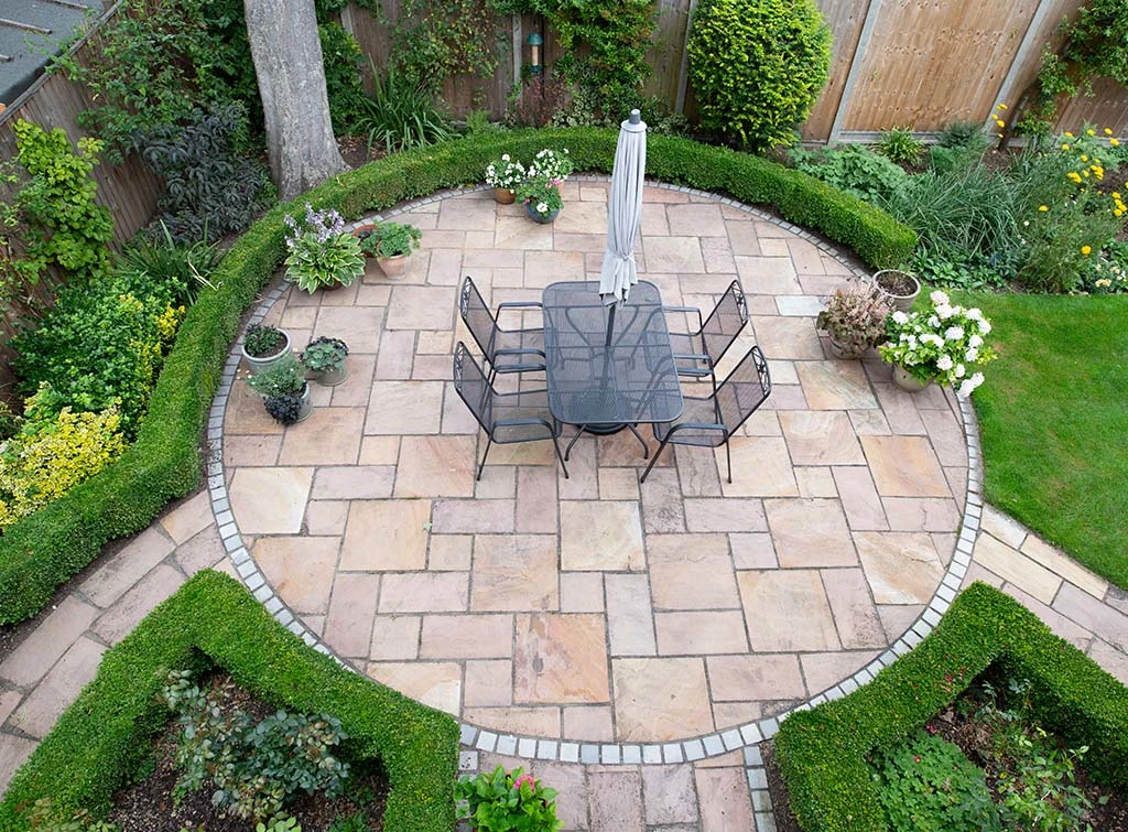 A circular patio