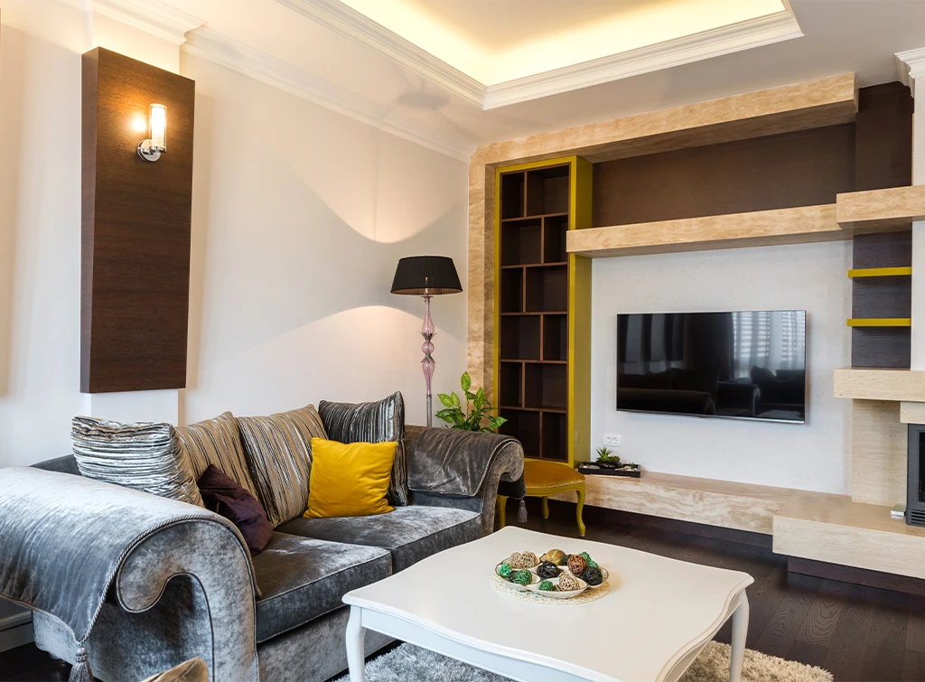 bespoke storage wall for corner shelf ideas