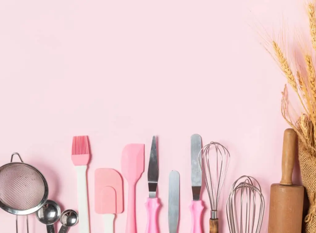 Pale pink kitchen utensils