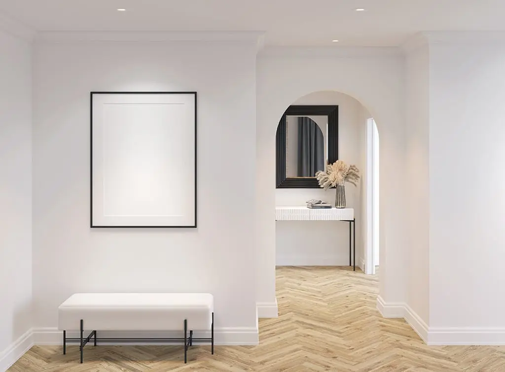 White skirting board hallway