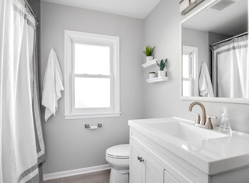 floating shelves in bathroom