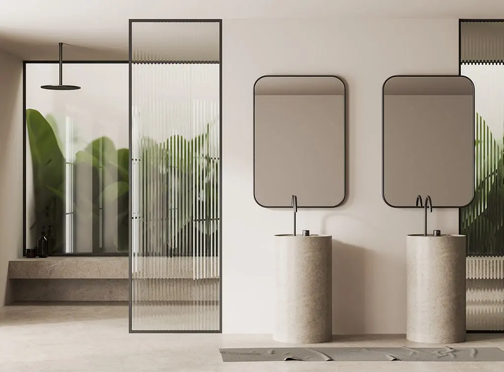 fluted glass shower screen