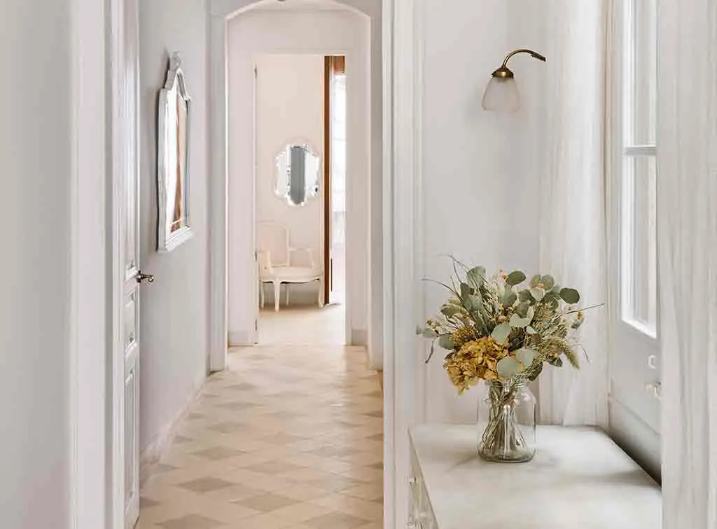 Bright and light narrow hallway