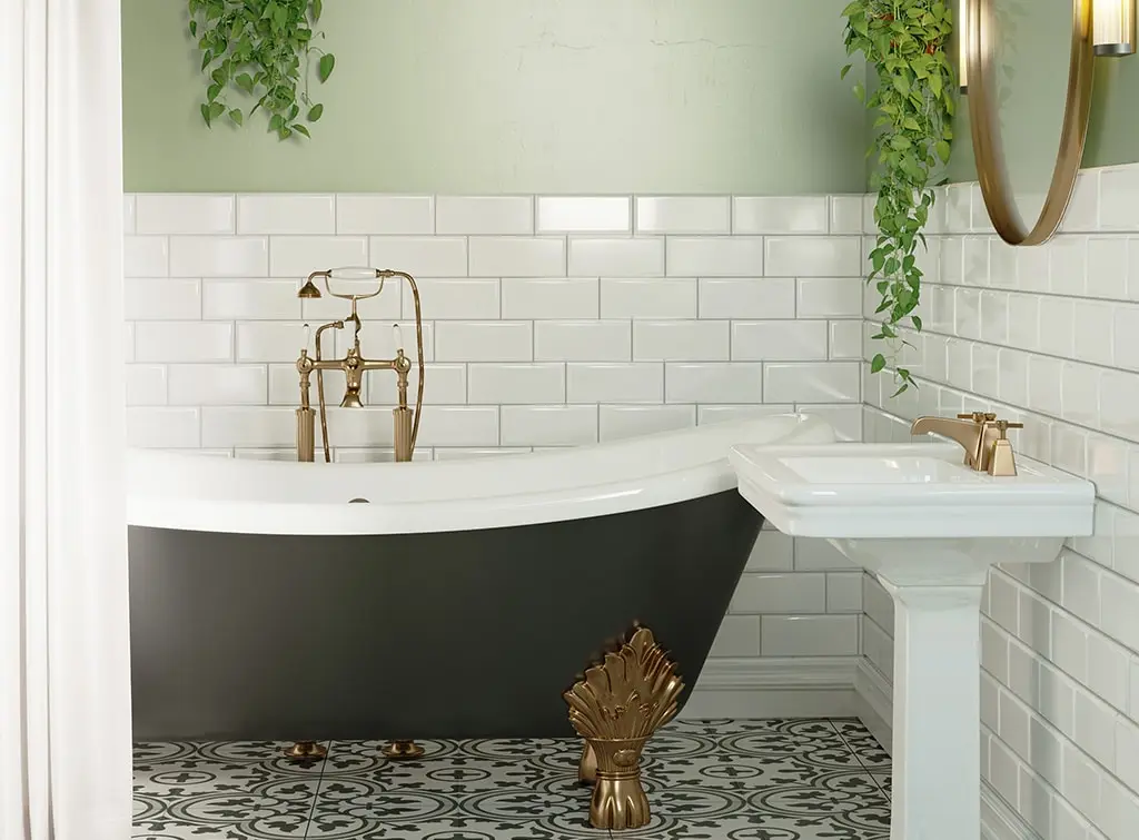 Freestanding bath in a Victorian bathroom