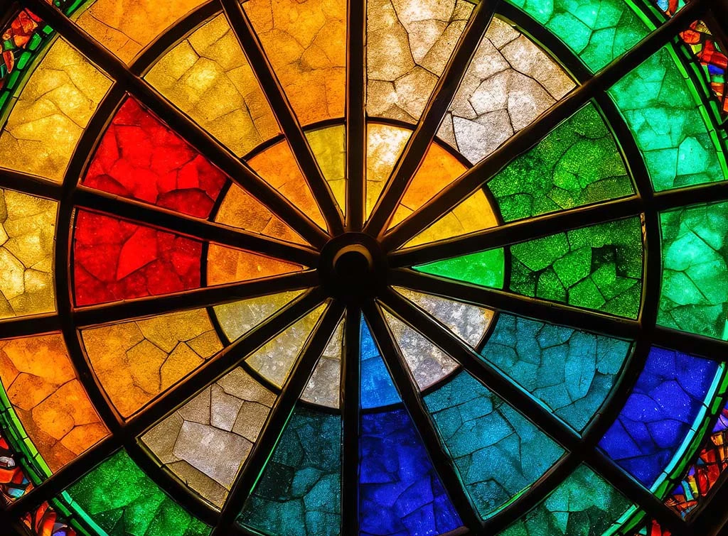 Round stained glass window