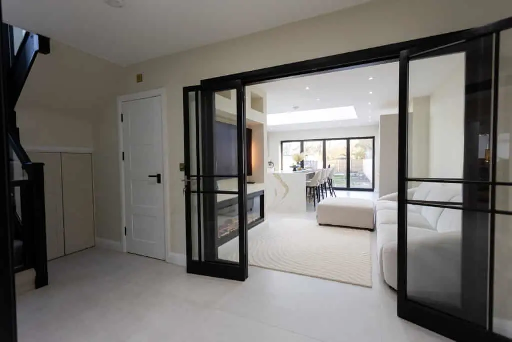 Porcelain floor tiles in a contemporary home entryway