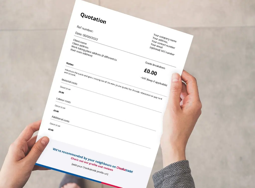 Builders quote template