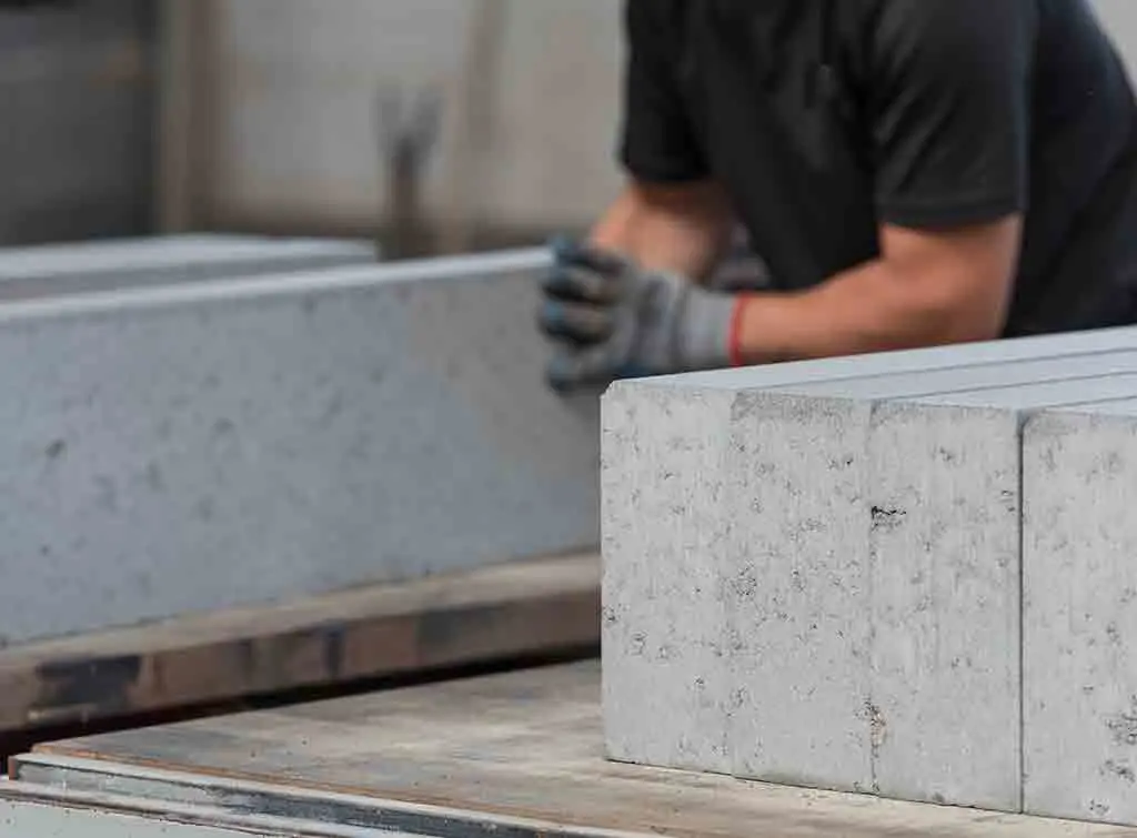 Concrete blocks being prepared