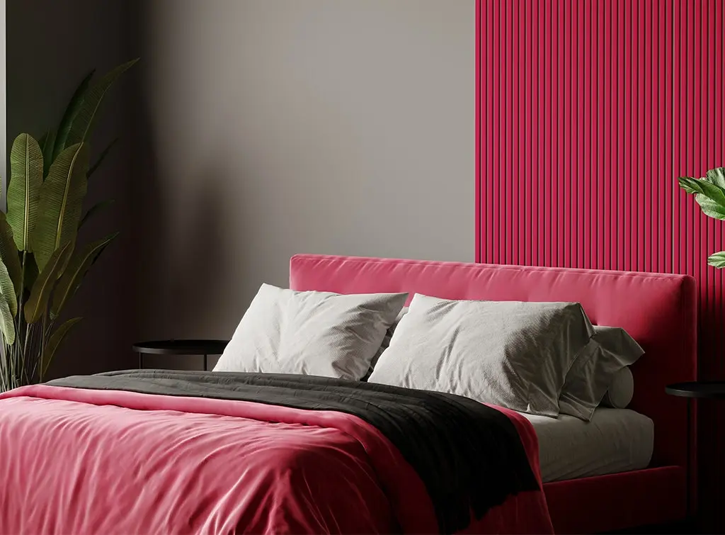 red accent wall bedroom