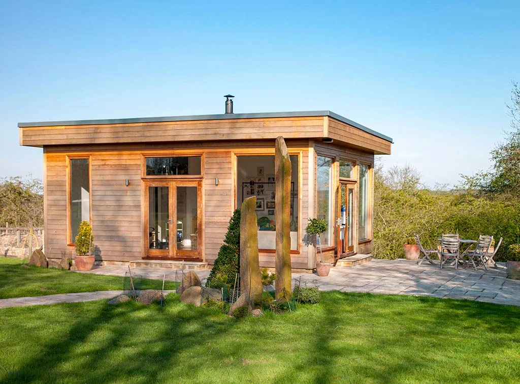 A large, timber garden office