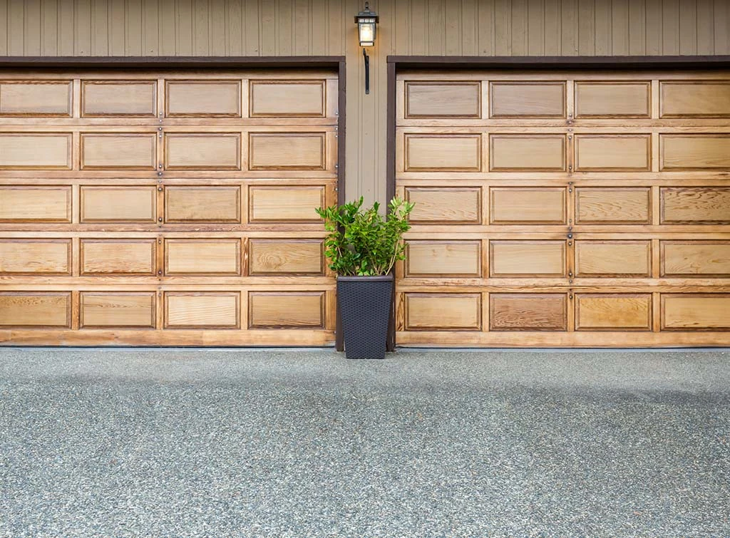 panelled wood garage door