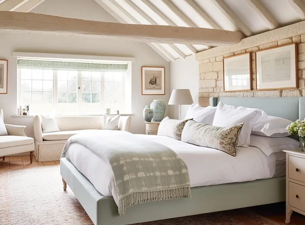 Vintage bedroom with beams