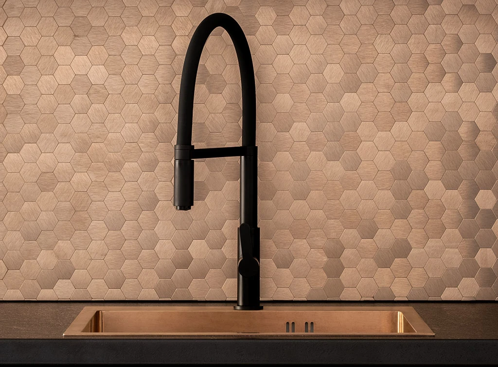 Gold kitchen wall tiles ideas