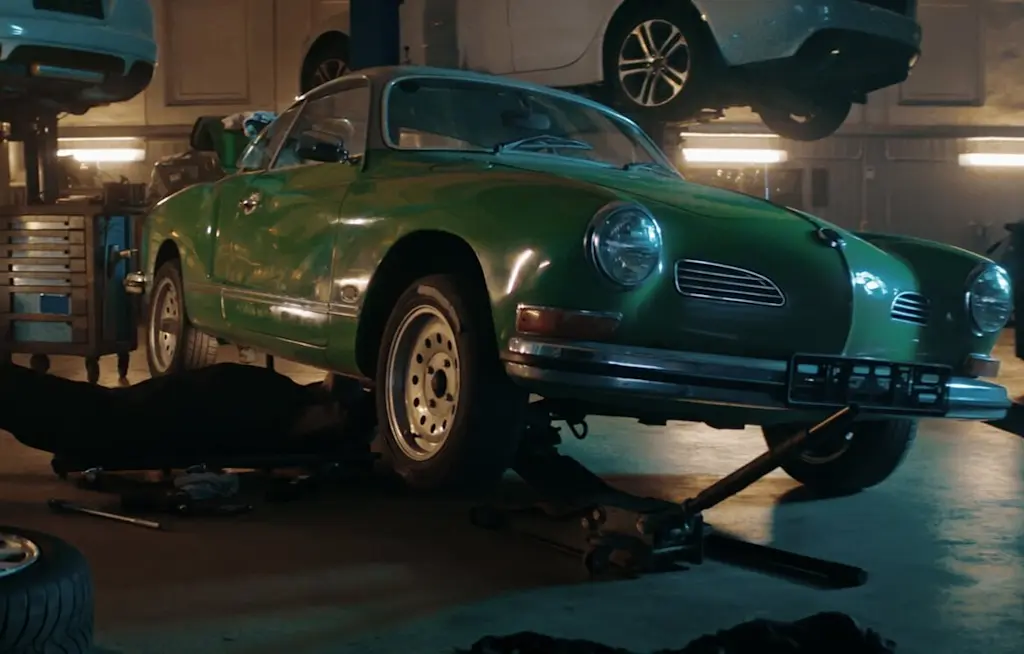 Working underneath a classic car