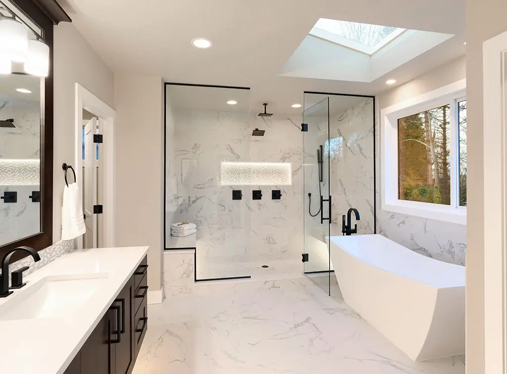 A completed bathroom renovation, minimalist style