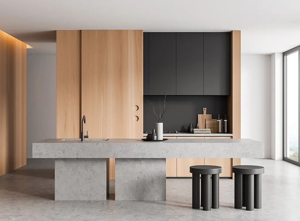 Very modern kitchen island with seating