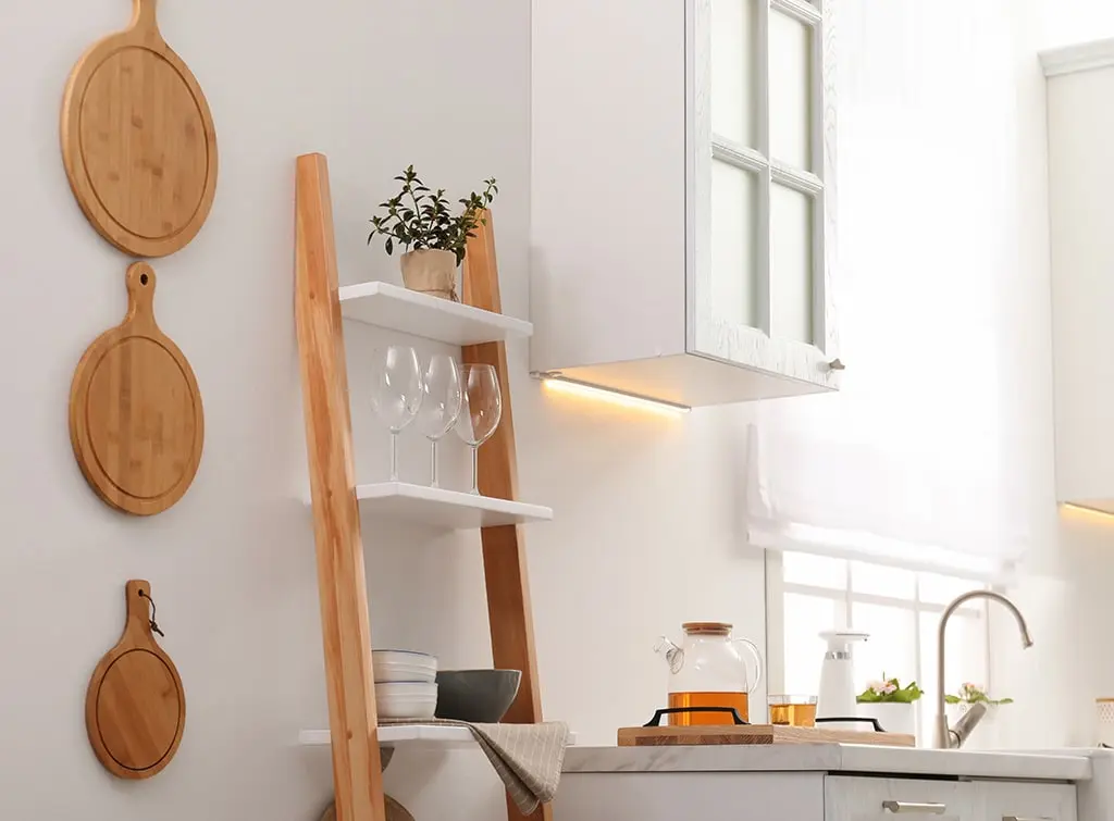 chopping boards hanging on wall