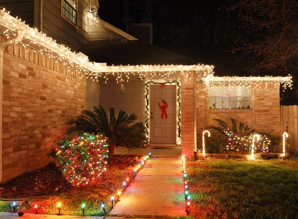 line paths with festive stakes