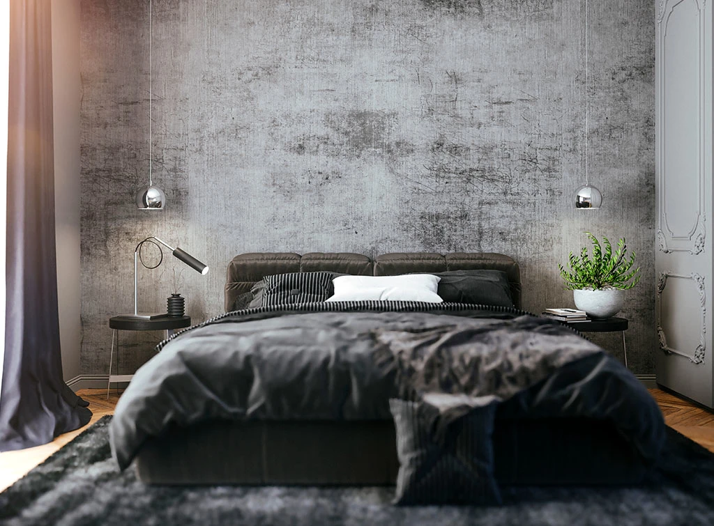 industrial style bedroom