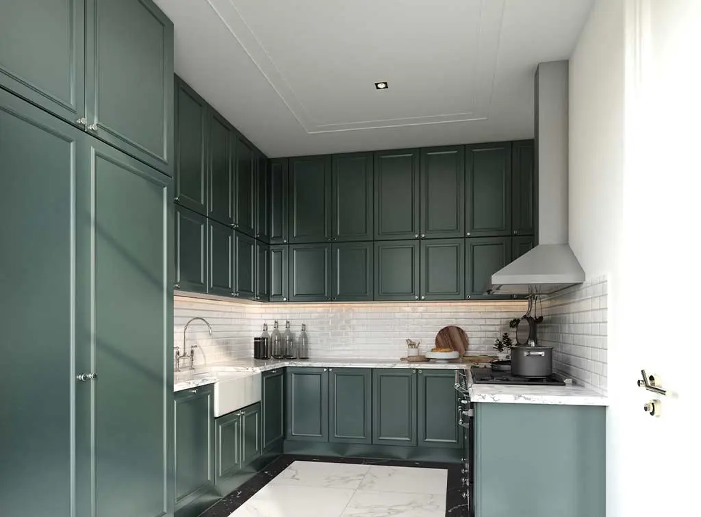 small square kitchen ideas in green