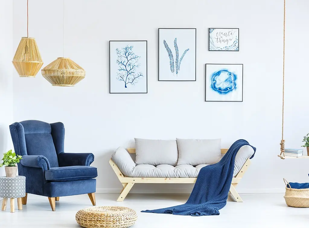 Navy living room accessories