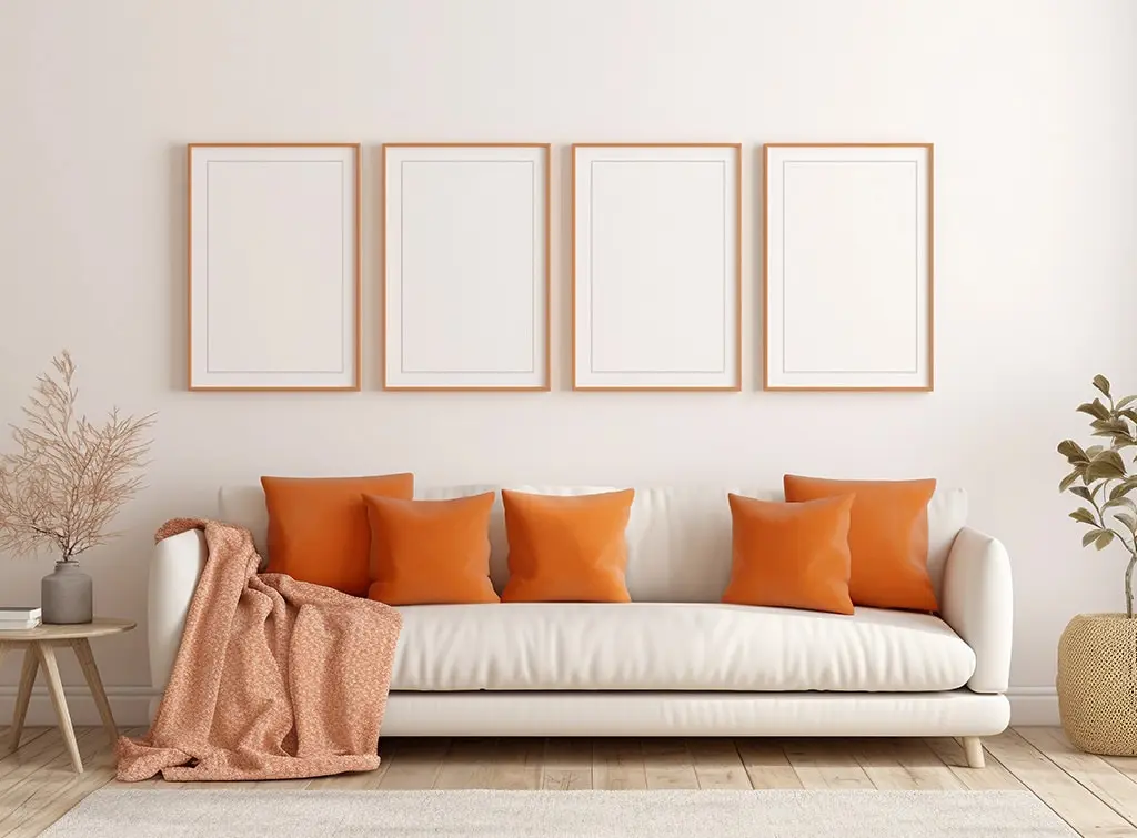 orange and cream living room