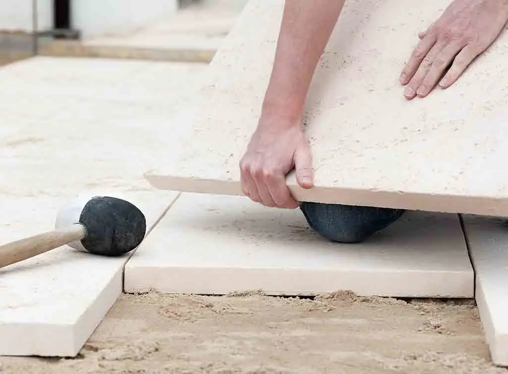 Laying patio slabs