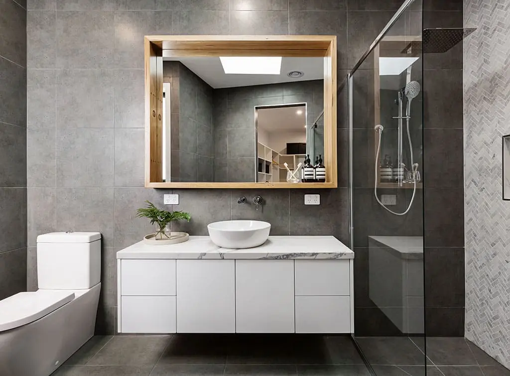 Bathroom with grey colour scheme