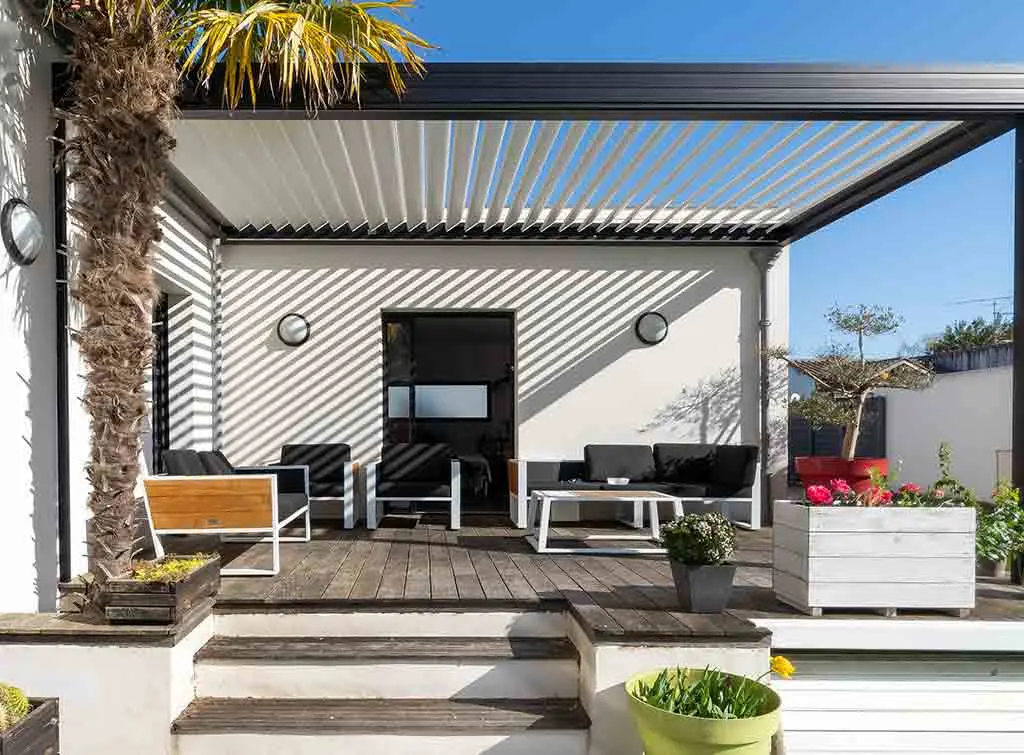 Decking under a pergola