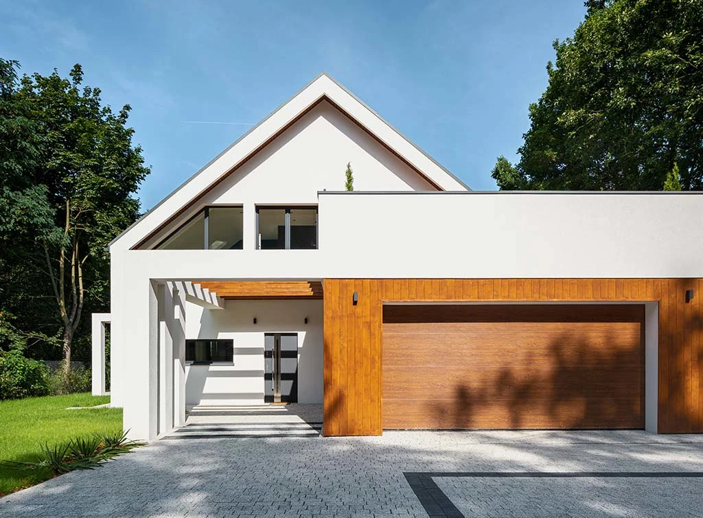 slick modern wood garage door