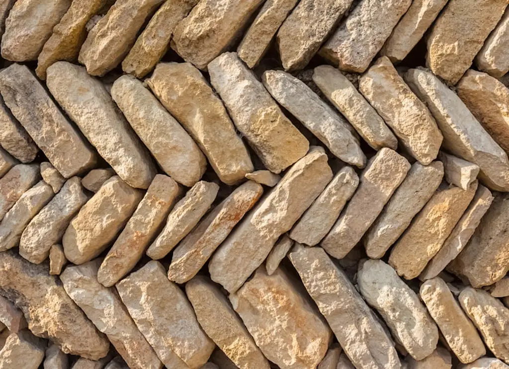 Dry stone wall building technique