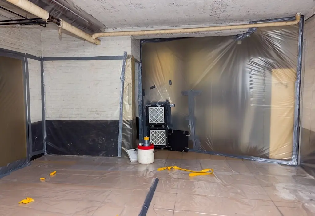 Room lined ready for asbestos removal