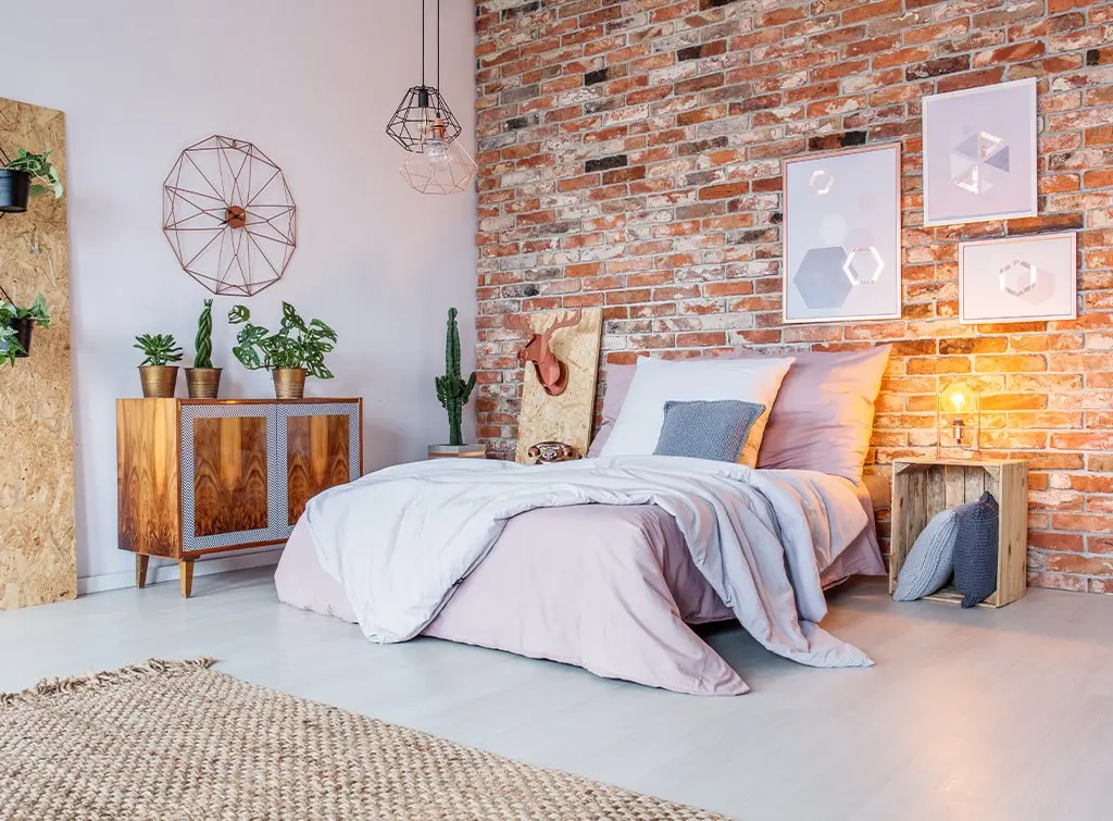 Exposed brick wall decor ideas for bedroom
