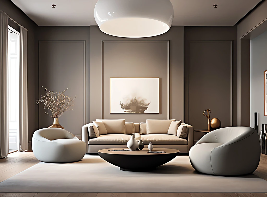 Taupe 'greige' living room concept image - Living room paint ideas UK