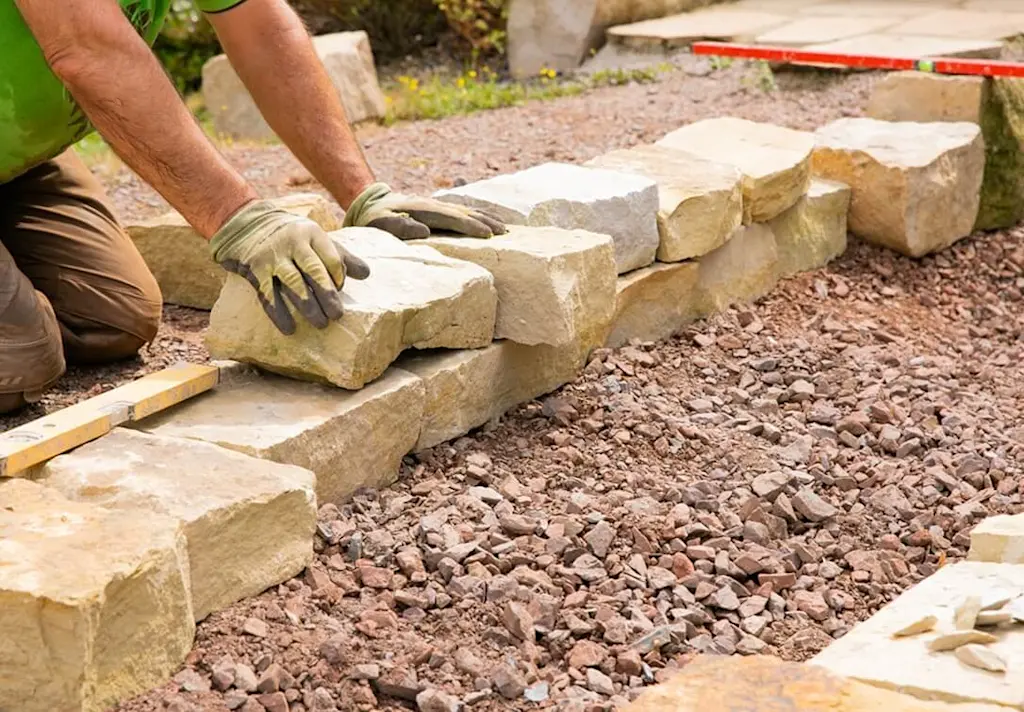 Starting to build a dry stone wall