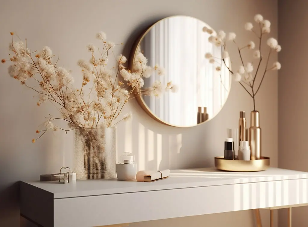 Dressing table in a bedroom alcove