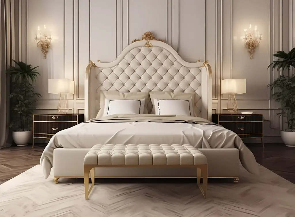cream french bedroom design