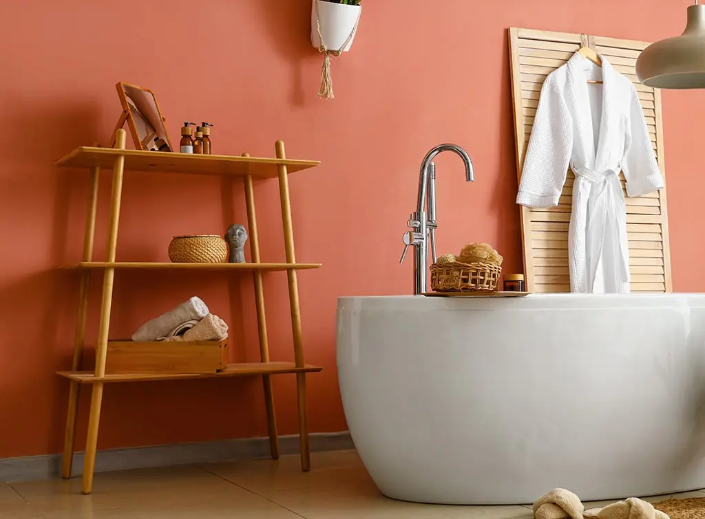 Peach bathroom