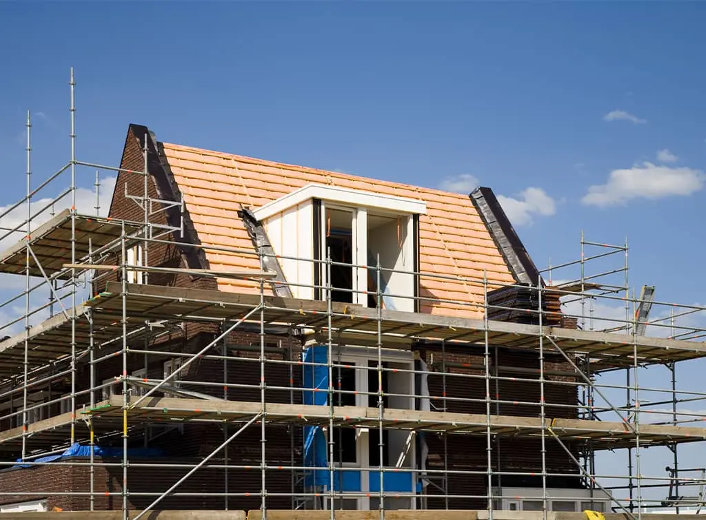Scaffolding for two-storey extension